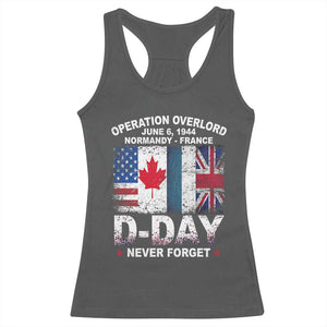 Operation Overlord D Day Normandy France WWII Never Forget Racerback Tank Top TS11 Dark Heather Print Your Wear