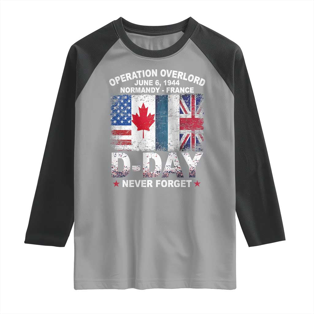 Operation Overlord D Day Normandy France WWII Never Forget Raglan Shirt TS11 Sport Gray Black Print Your Wear