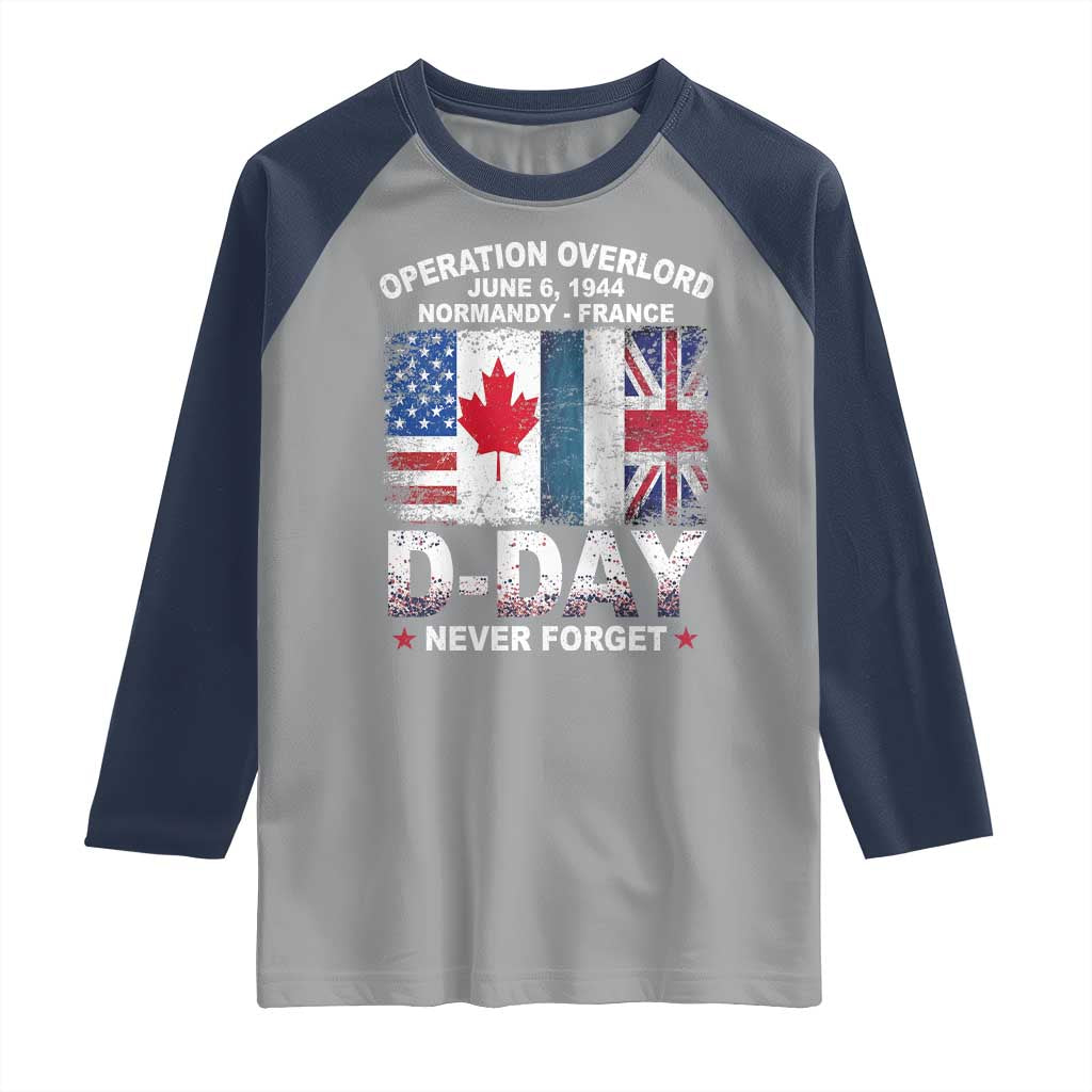 Operation Overlord D Day Normandy France WWII Never Forget Raglan Shirt TS11 Sport Gray Navy Print Your Wear