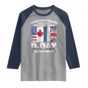 Operation Overlord D Day Normandy France WWII Never Forget Raglan Shirt TS11 Sport Gray Navy Print Your Wear