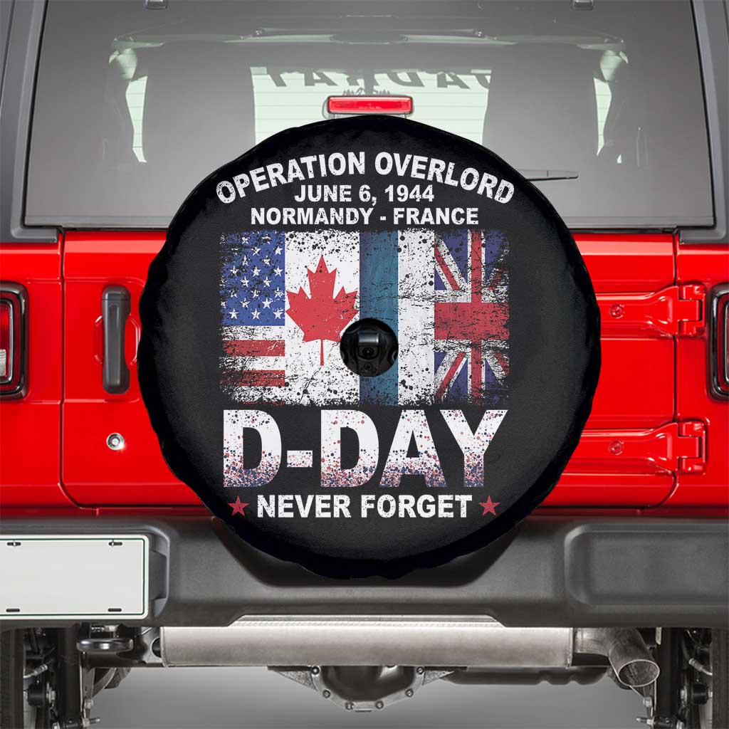 Operation Overlord D Day Normandy France WWII Never Forget Spare Tire Cover TS11 Black Print Your Wear