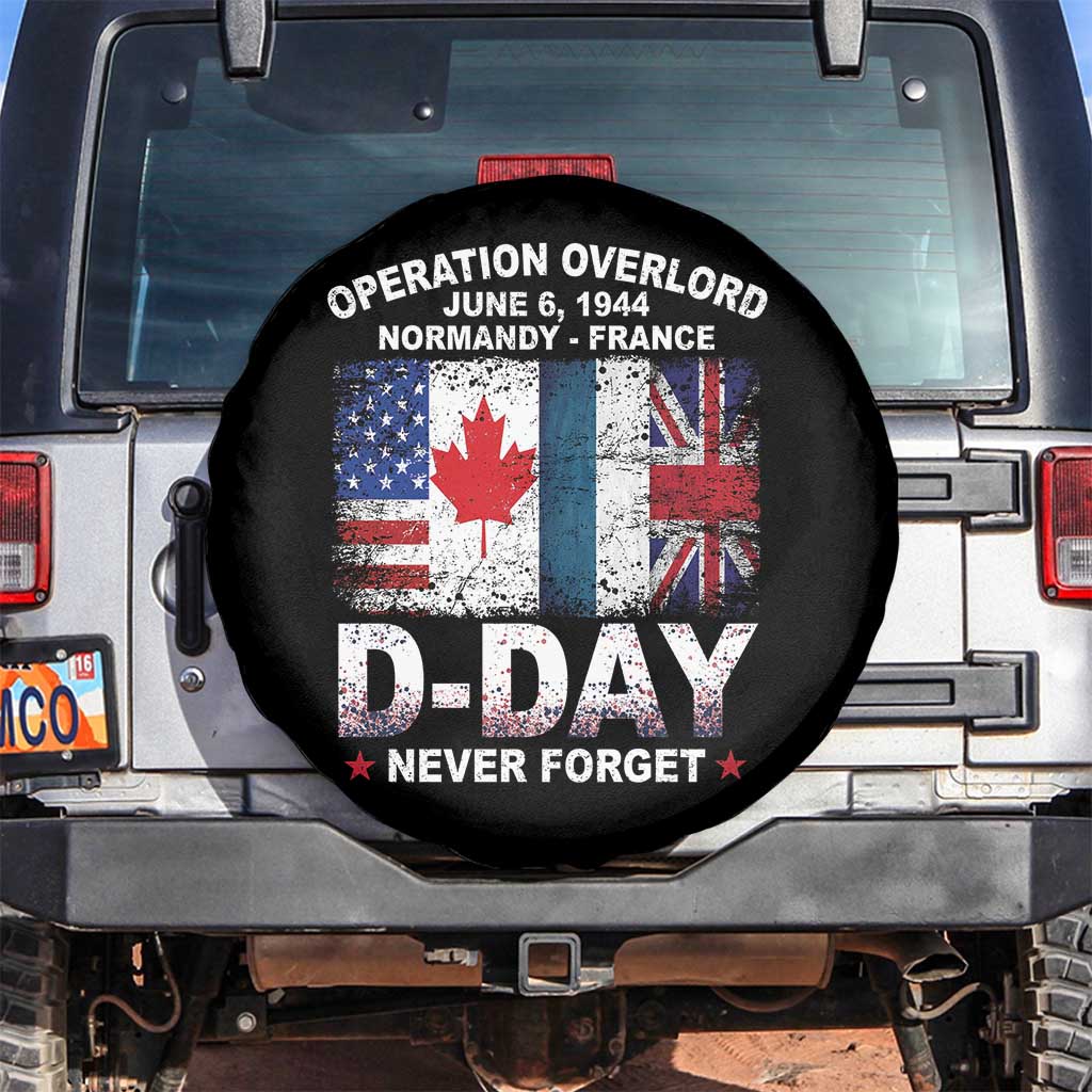 Operation Overlord D Day Normandy France WWII Never Forget Spare Tire Cover TS11 No hole Black Print Your Wear