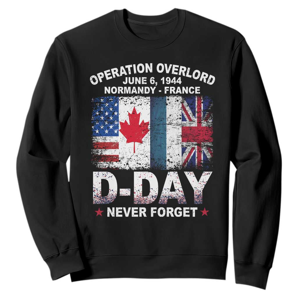 Operation Overlord D Day Normandy France WWII Never Forget Sweatshirt TS11 Black Print Your Wear