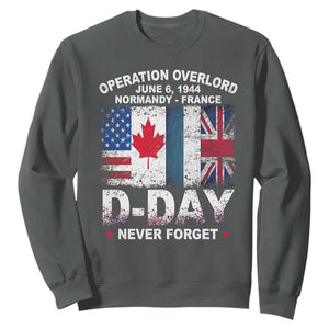 Operation Overlord D Day Normandy France WWII Never Forget Sweatshirt TS11 Dark Heather Print Your Wear