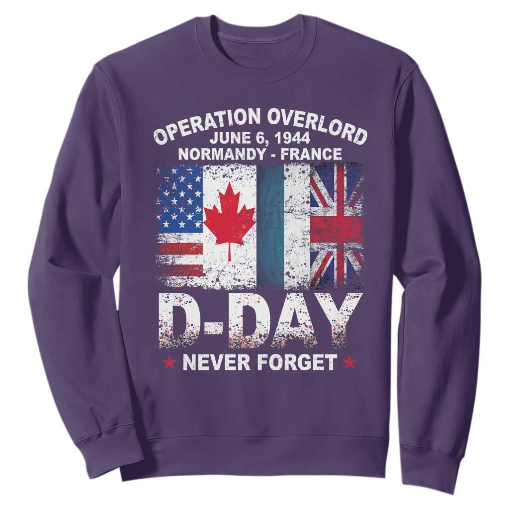 Operation Overlord D Day Normandy France WWII Never Forget Sweatshirt TS11 Purple Print Your Wear