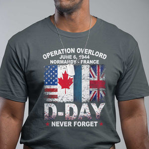 Operation Overlord D-Day T Shirt - Normandy France WWII Never Forget Military History Tee TS11 Dark Heather Print Your Wear