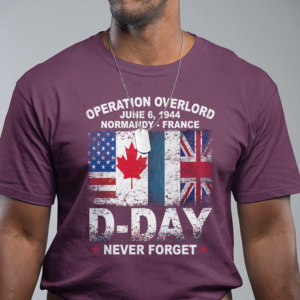 Operation Overlord D-Day T Shirt - Normandy France WWII Never Forget Military History Tee TS11 Maroon Print Your Wear