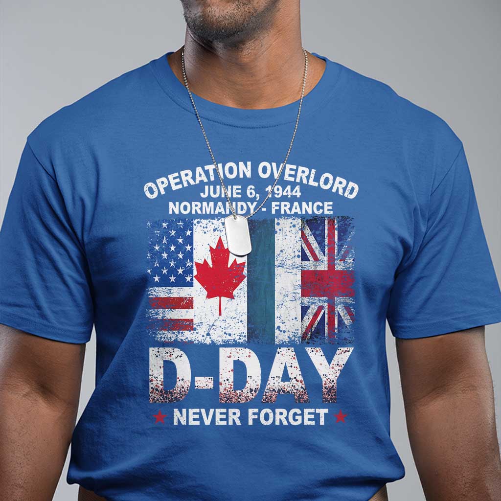 Operation Overlord D-Day T Shirt - Normandy France WWII Never Forget Military History Tee TS11 Royal Blue Print Your Wear
