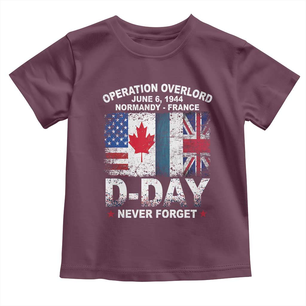 Operation Overlord D Day Normandy France WWII Never Forget Toddler T Shirt TS11 Maroon Print Your Wear