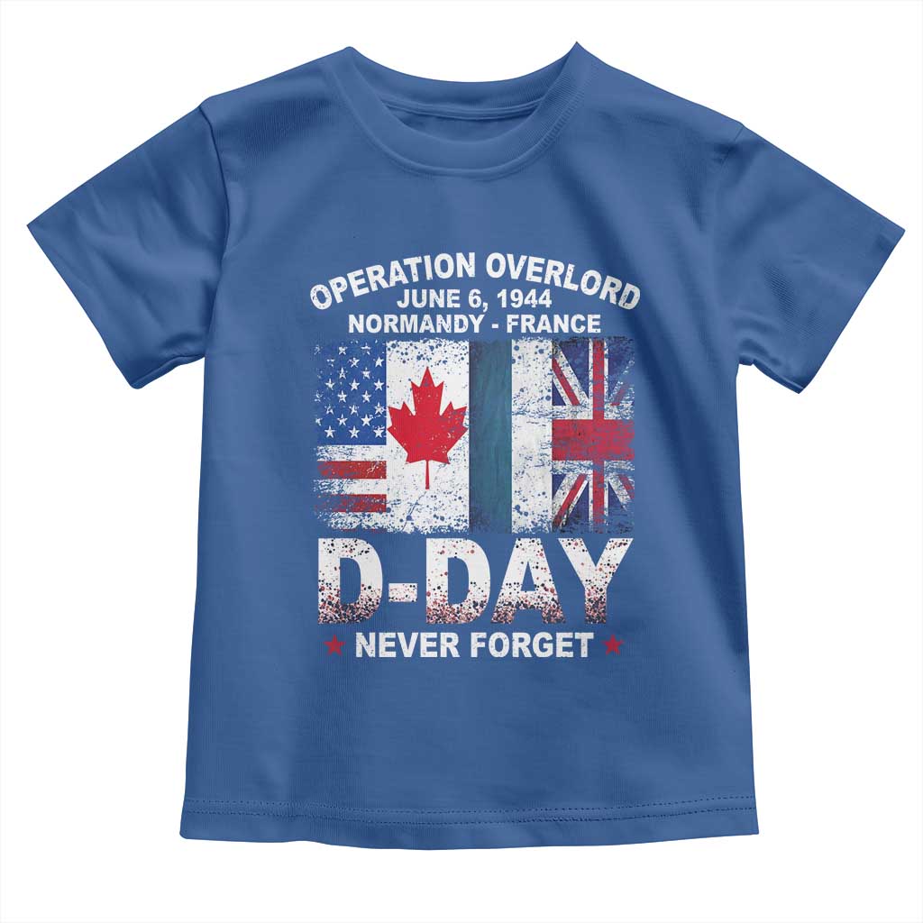 Operation Overlord D Day Normandy France WWII Never Forget Toddler T Shirt TS11 Royal Blue Print Your Wear