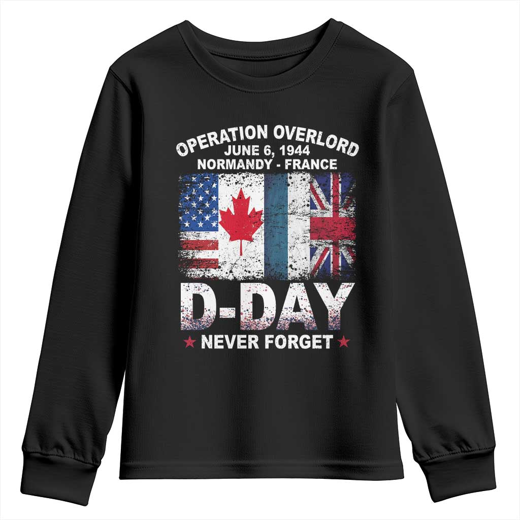 Operation Overlord D Day Normandy France WWII Never Forget Youth Sweatshirt TS11 Black Print Your Wear
