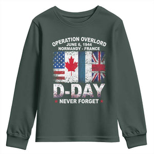 Operation Overlord D Day Normandy France WWII Never Forget Youth Sweatshirt TS11 Dark Forest Green Print Your Wear