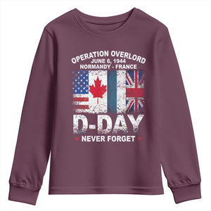 Operation Overlord D Day Normandy France WWII Never Forget Youth Sweatshirt TS11 Maroon Print Your Wear