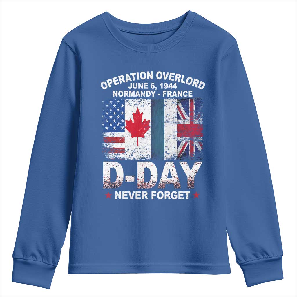 Operation Overlord D Day Normandy France WWII Never Forget Youth Sweatshirt TS11 Royal Blue Print Your Wear
