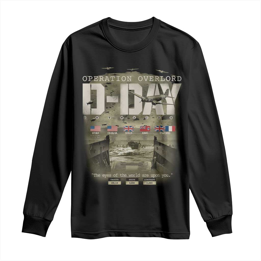 Operation Overlord D Day Normandy WWII Long Sleeve Shirt TS11 Black Print Your Wear