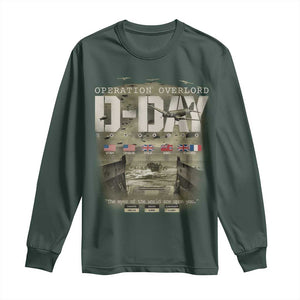 Operation Overlord D Day Normandy WWII Long Sleeve Shirt TS11 Dark Forest Green Print Your Wear