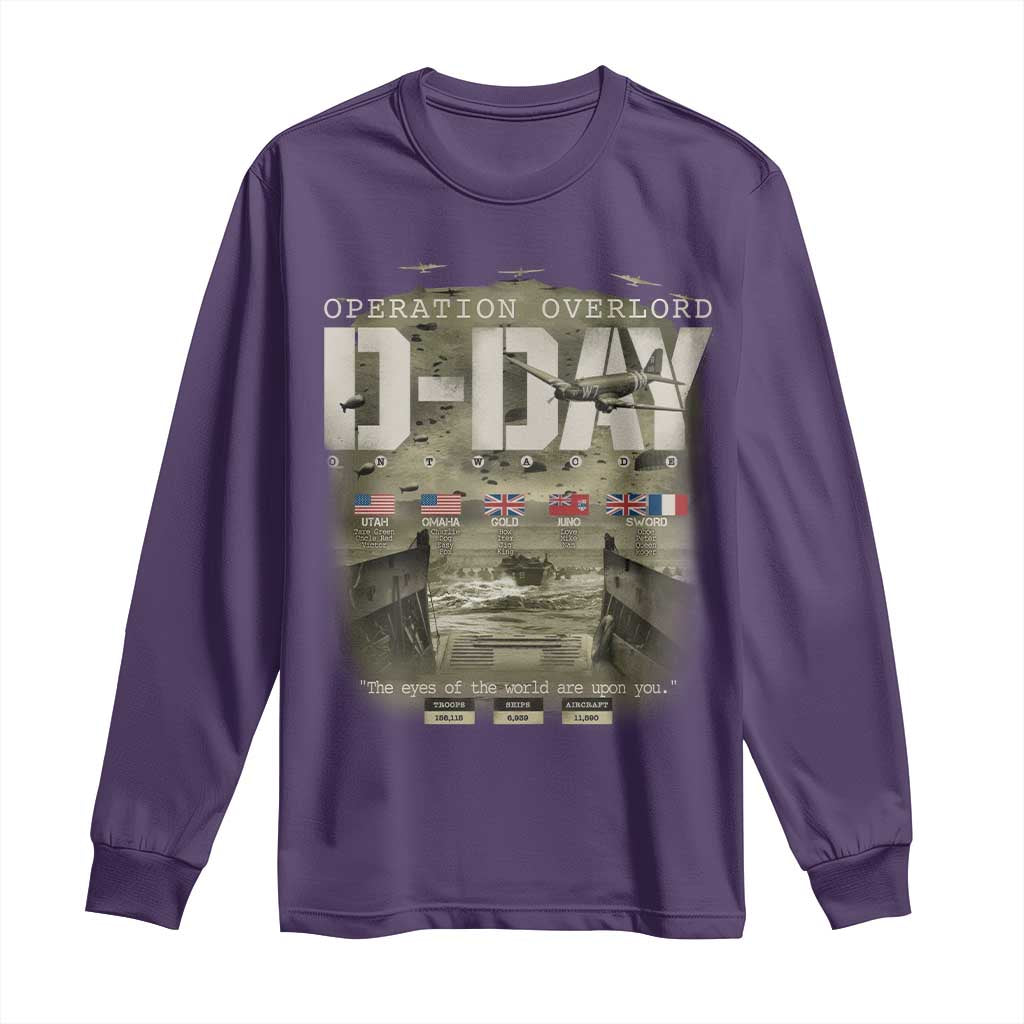 Operation Overlord D Day Normandy WWII Long Sleeve Shirt TS11 Purple Print Your Wear