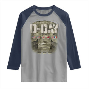 Operation Overlord D Day Normandy WWII Raglan Shirt TS11 Sport Gray Navy Print Your Wear