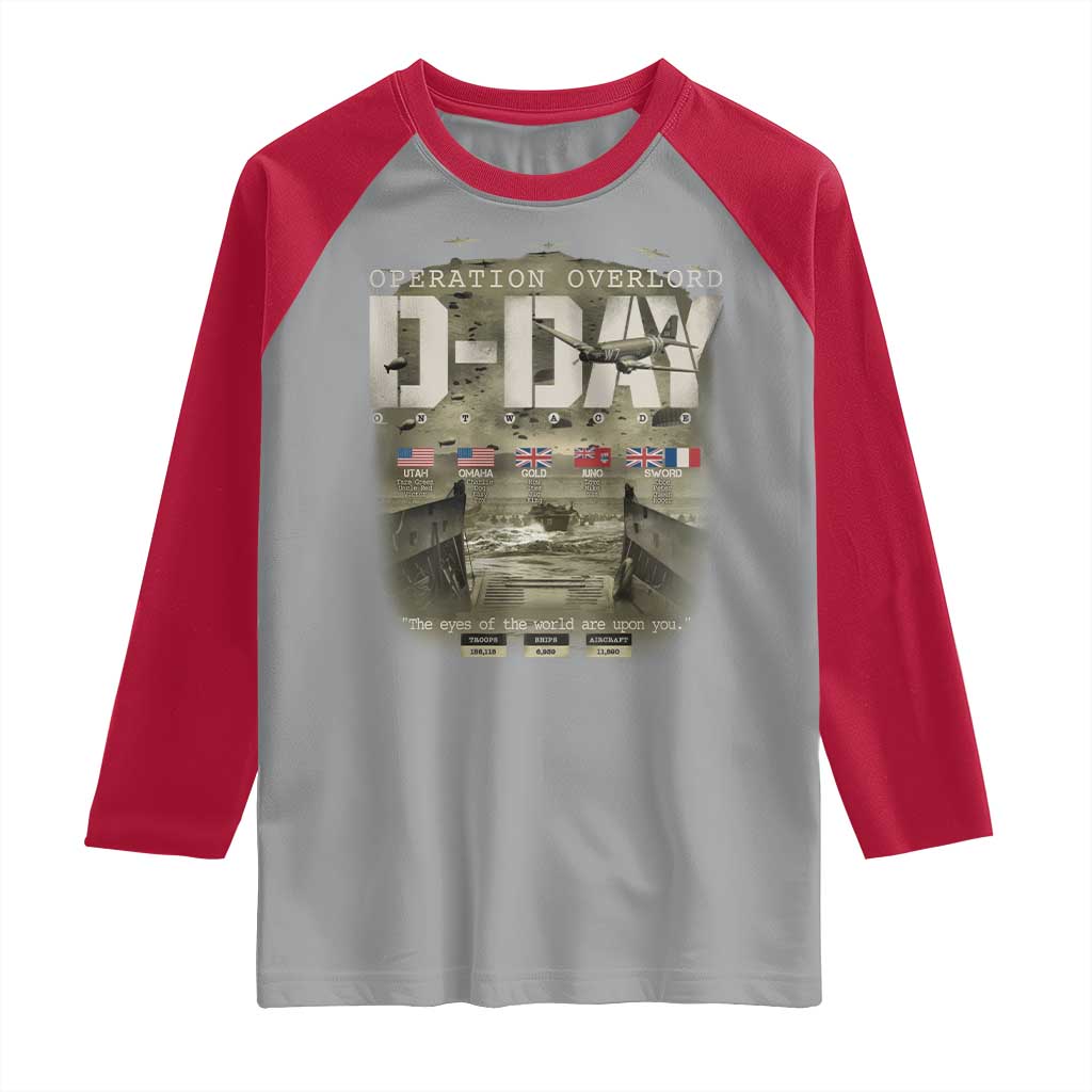Operation Overlord D Day Normandy WWII Raglan Shirt TS11 Sport Gray Red Print Your Wear