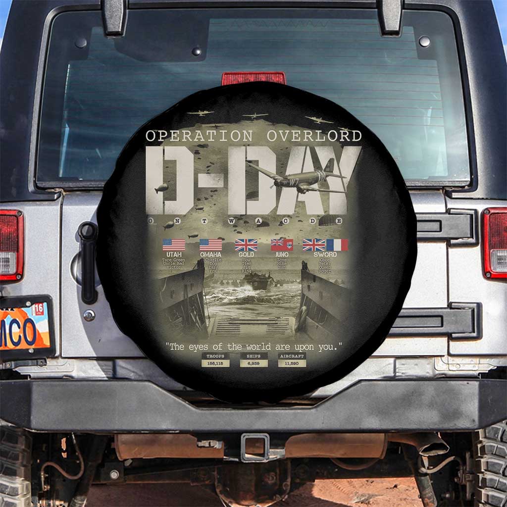 Operation Overlord D Day Normandy WWII Spare Tire Cover TS11 No hole Black Print Your Wear