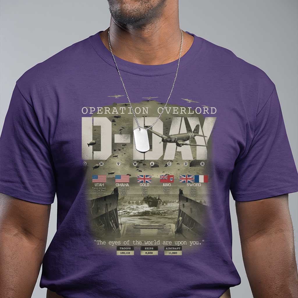 Operation Overlord D Day Normandy WWII T Shirt TS11 Purple Print Your Wear