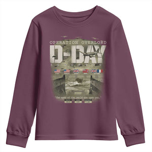 Operation Overlord D Day Normandy WWII Youth Sweatshirt TS11 Maroon Print Your Wear