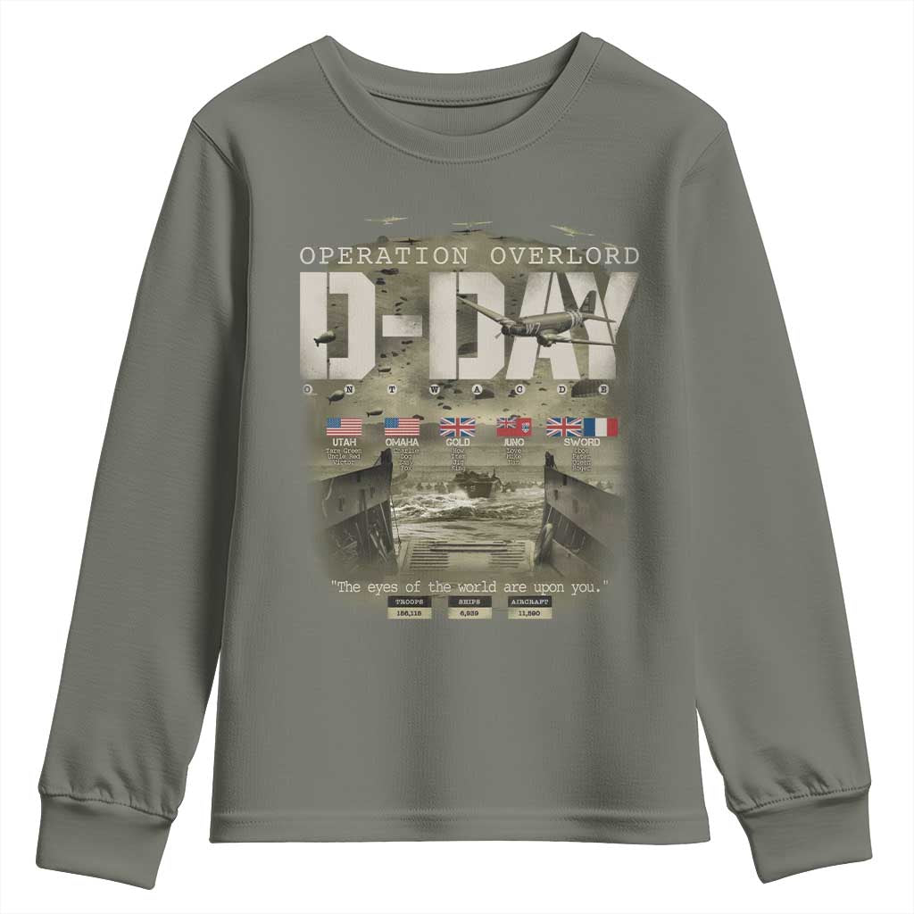 Operation Overlord D Day Normandy WWII Youth Sweatshirt TS11 Military Green Print Your Wear