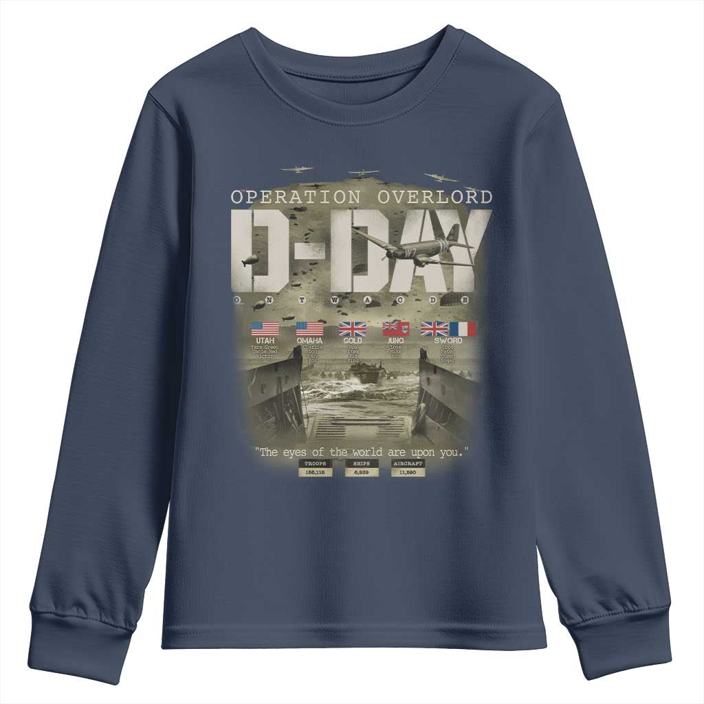 Operation Overlord D Day Normandy WWII Youth Sweatshirt TS11 Navy Print Your Wear
