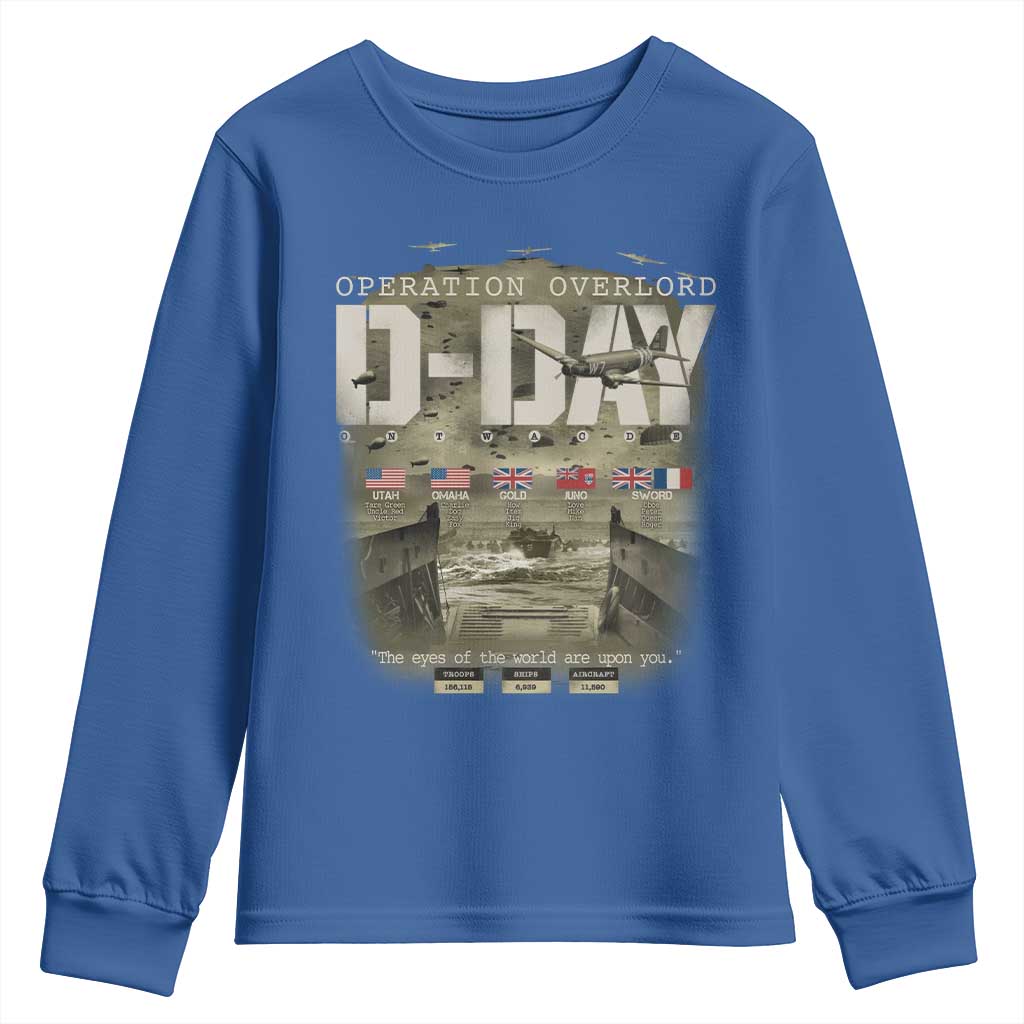 Operation Overlord D Day Normandy WWII Youth Sweatshirt TS11 Royal Blue Print Your Wear