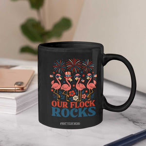 Our Flock Rocks Patriotic Flamingo Coffee Mug Funny 4th of July Family Matching TS02 Print Your Wear