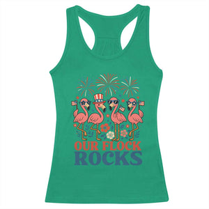 Our Flock Rocks Patriotic Flamingo Racerback Tank Top Funny 4th of July Family Matching TS02 Irish Green Print Your Wear
