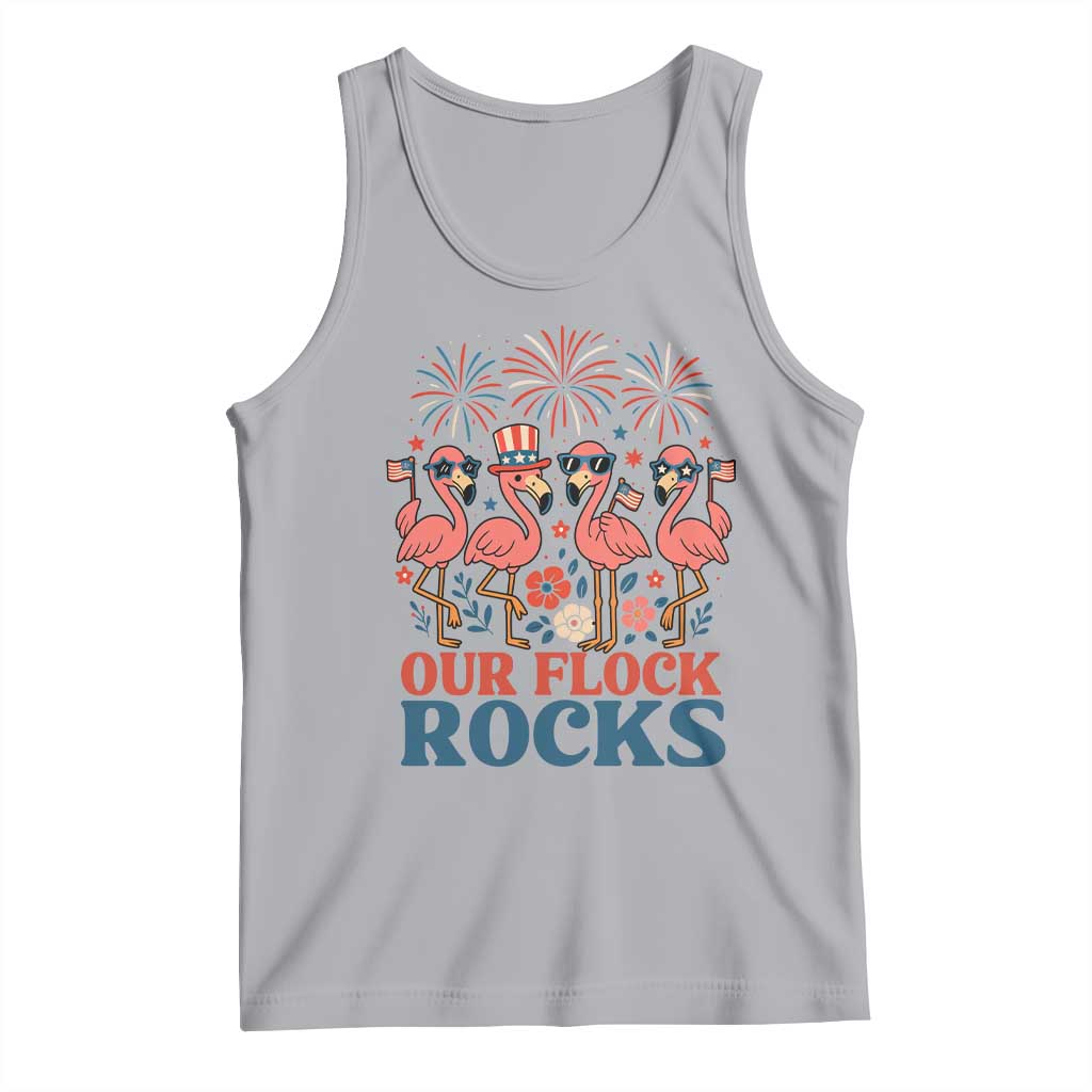 Our Flock Rocks Patriotic Flamingo Tank Top Funny 4th of July Family Matching TS02 Athletic Heather Print Your Wear