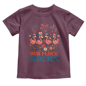 Our Flock Rocks Patriotic Flamingo Toddler T Shirt Funny 4th of July Family Matching TS02 Maroon Print Your Wear
