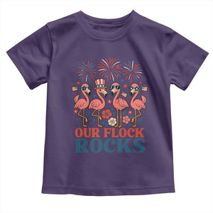 Our Flock Rocks Patriotic Flamingo Toddler T Shirt Funny 4th of July Family Matching TS02 Purple Print Your Wear