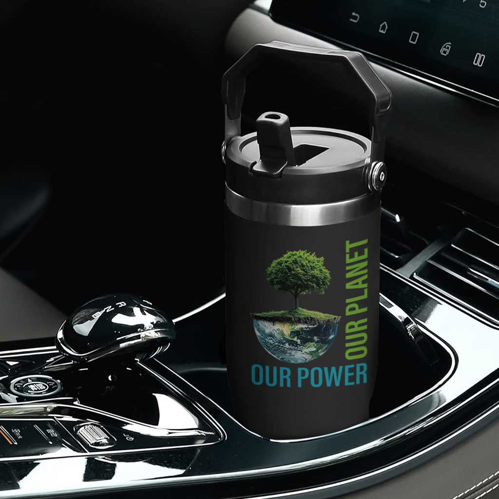 Our Power Our Planet Flip Straw Tumbler Earth Day 2025 TS02 Print Your Wear