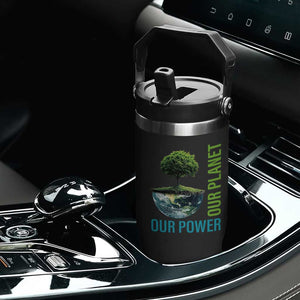 Our Power Our Planet Flip Straw Tumbler Earth Day 2025 TS02 Print Your Wear
