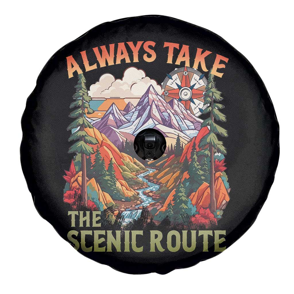 Outdoor Adventure Spare Tire Cover Always Take The Scenic Route Compass Hiking Camping TS02 Print Your Wear