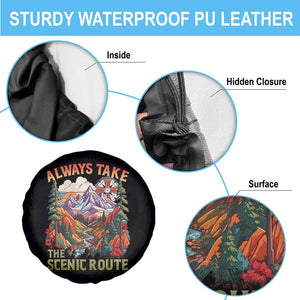 Outdoor Adventure Spare Tire Cover Always Take The Scenic Route Compass Hiking Camping TS02 Print Your Wear
