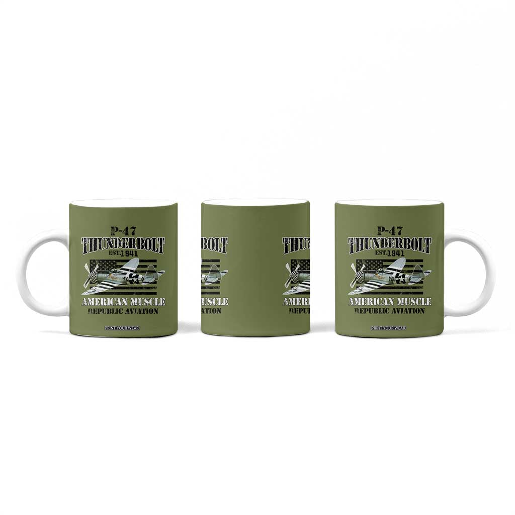 P-47 Thunderbolt WWII Airplane Coffee Mug American Muscle Vintage TS02 Print Your Wear