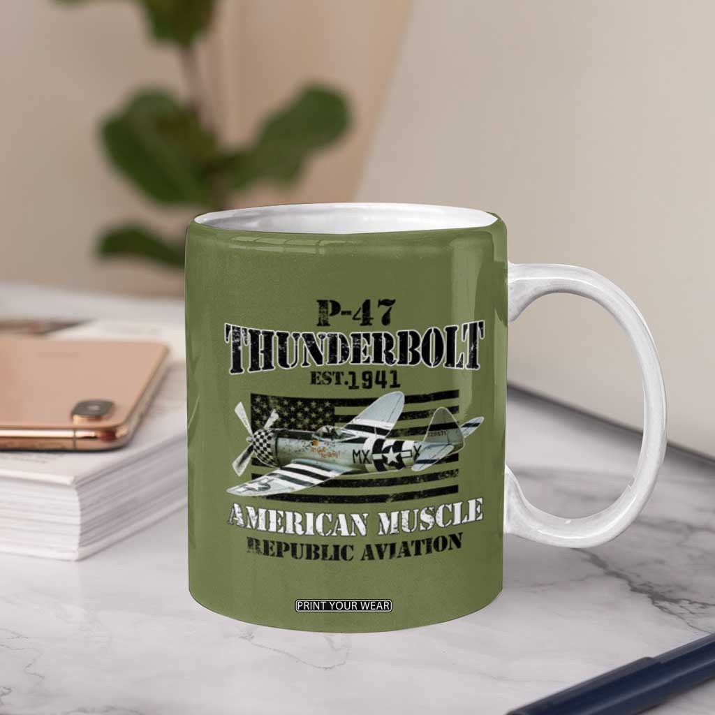 P-47 Thunderbolt WWII Airplane Coffee Mug American Muscle Vintage TS02 Print Your Wear