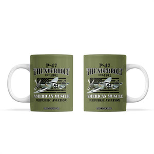 P-47 Thunderbolt WWII Airplane Coffee Mug American Muscle Vintage TS02 Military Green Print Your Wear