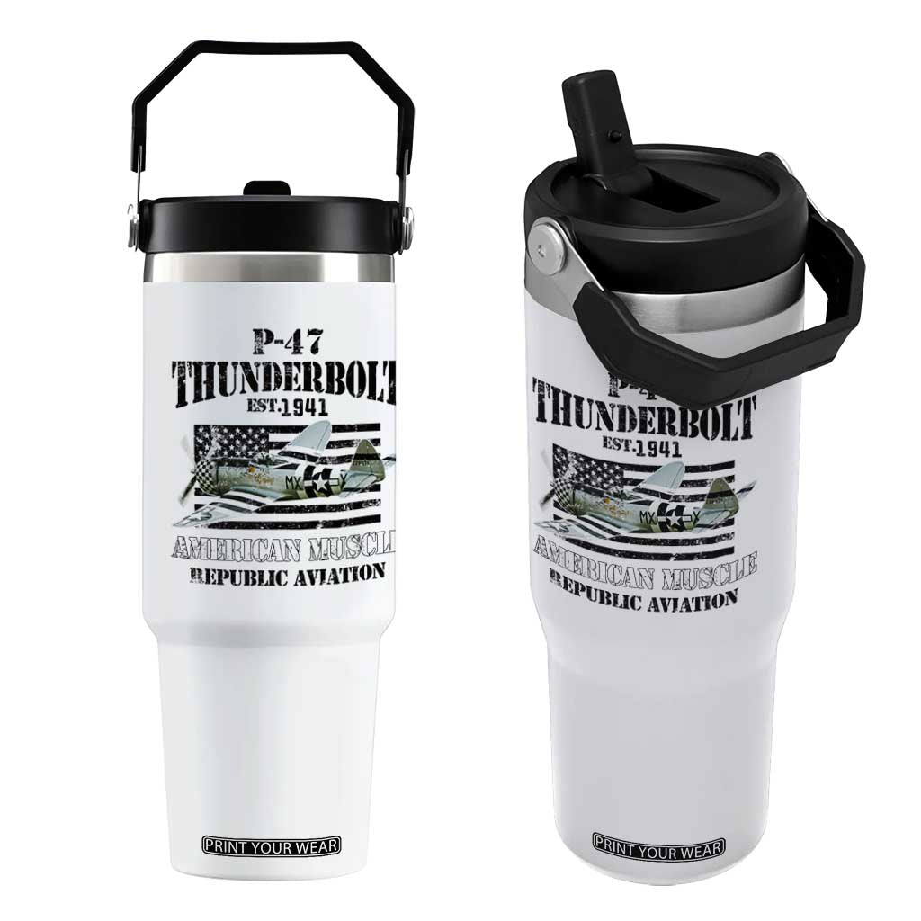 P-47 Thunderbolt WWII Airplane Flip Straw Tumbler American Muscle Vintage TS02 One Size: 30 oz White Print Your Wear
