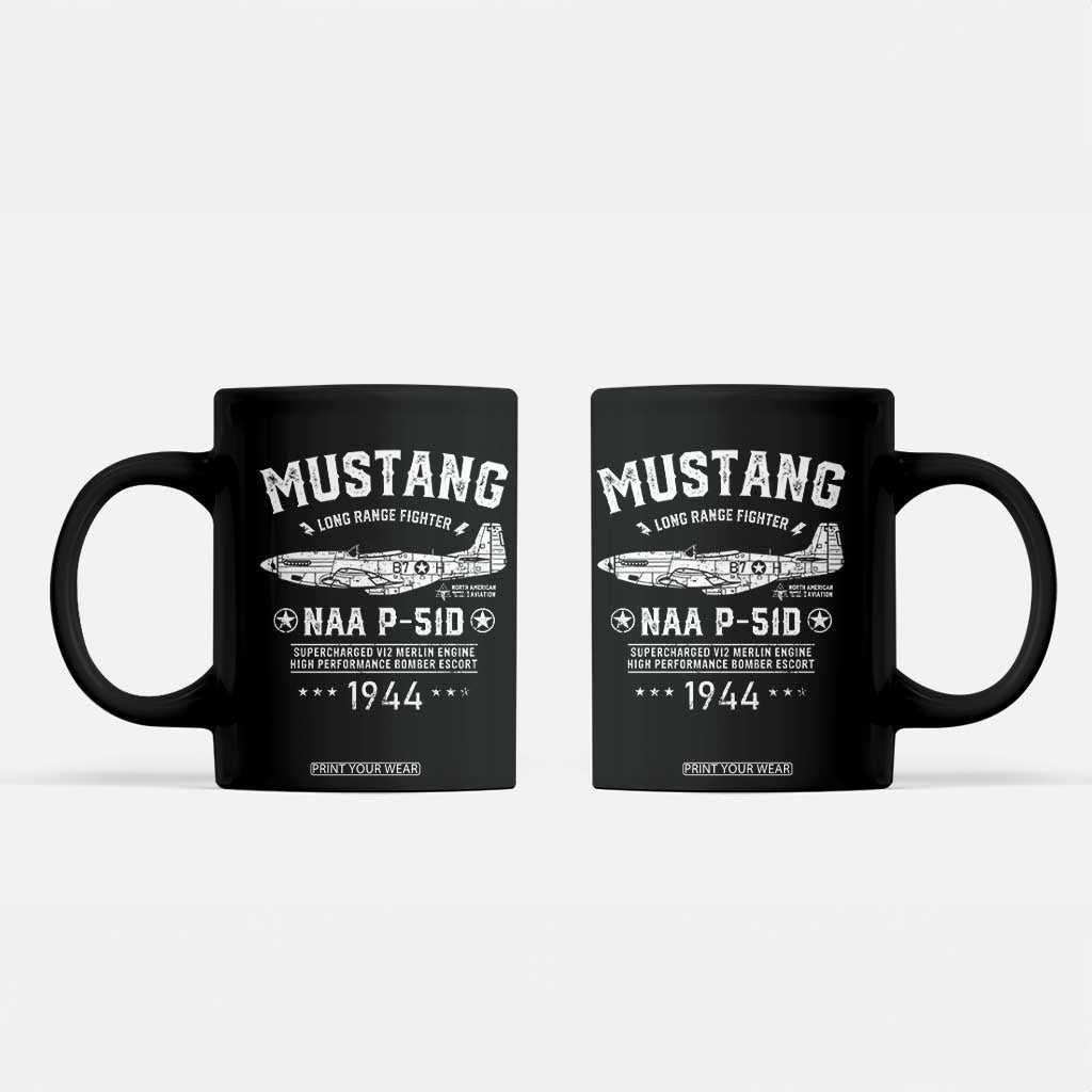 P-51 Mustang Coffee Mug North American Aviation WW2 P51 Fighter Plane TS02 Black Print Your Wear