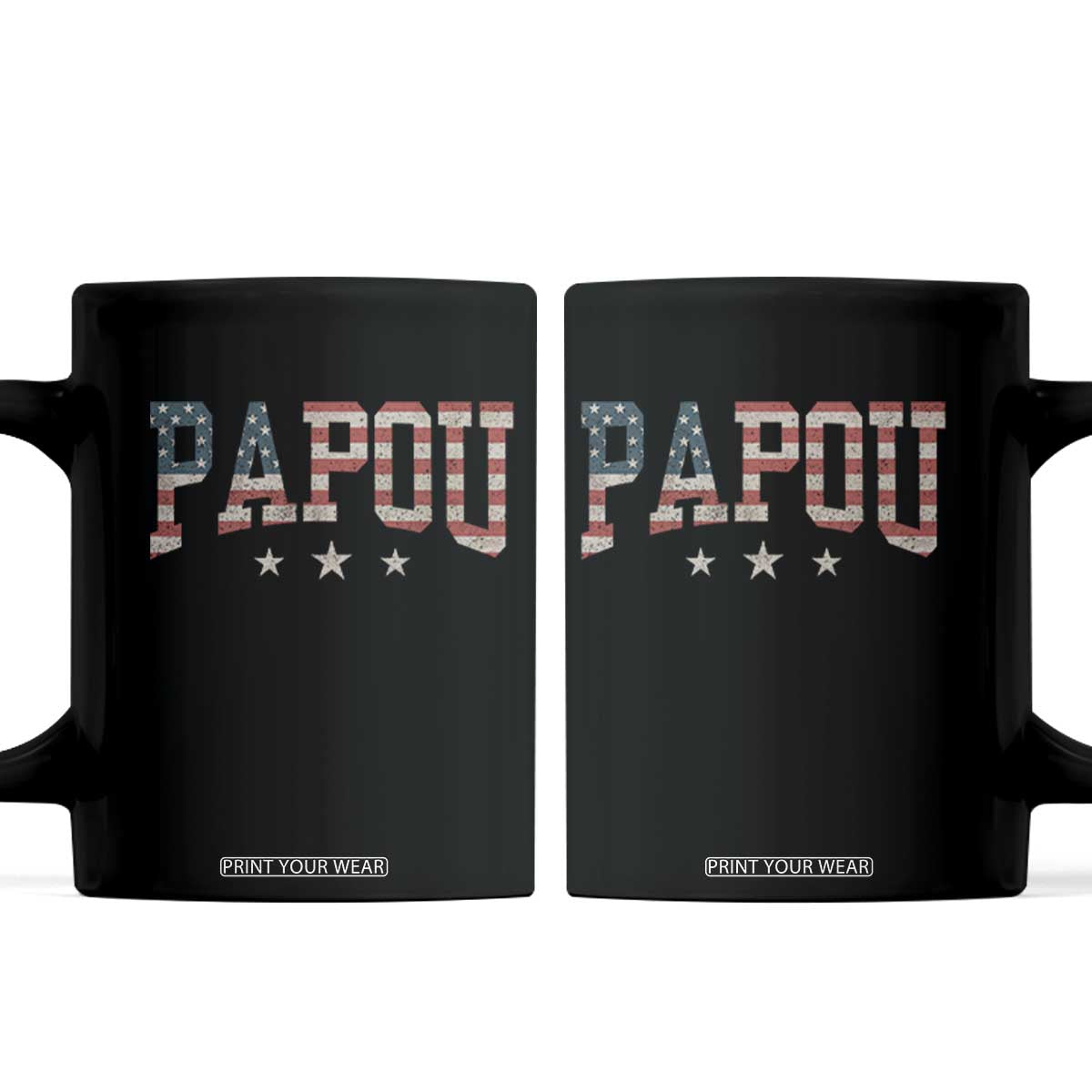Papou Coffee Mug New Grandpa Fathers Day USA Flag Patriotic TS10 Black Print Your Wear