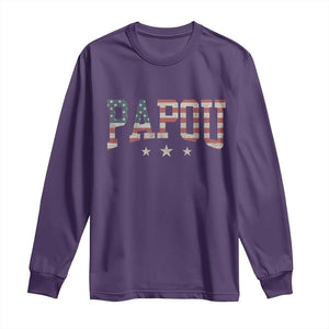 Papou Long Sleeve Shirt New Grandpa Fathers Day USA Flag Patriotic TS10 Purple Print Your Wear