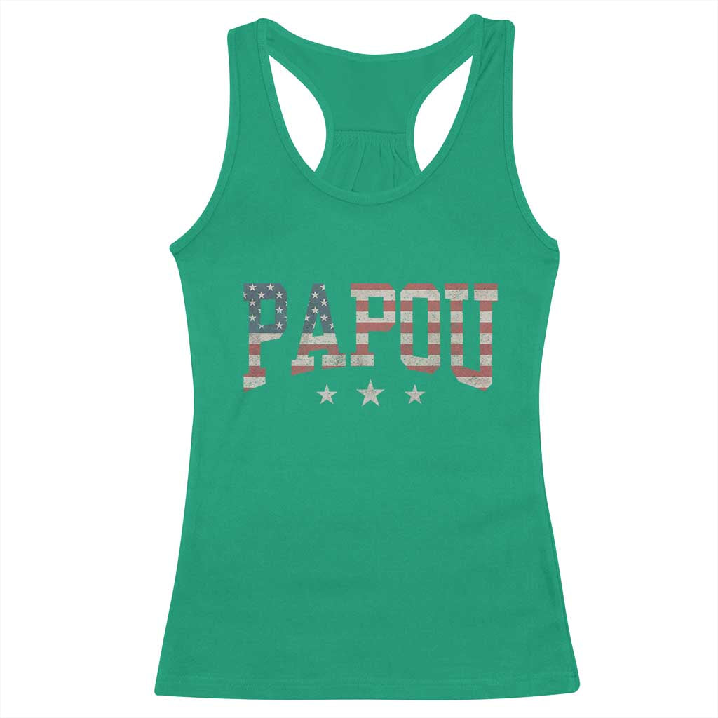 Papou Racerback Tank Top New Grandpa Fathers Day USA Flag Patriotic TS10 Irish Green Print Your Wear
