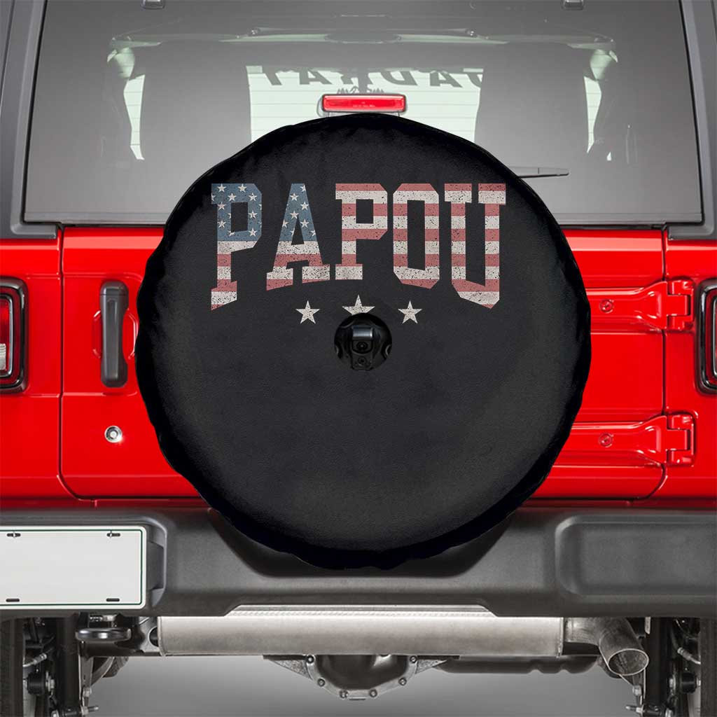 Papou Spare Tire Cover New Grandpa Fathers Day USA Flag Patriotic TS10 Black Print Your Wear