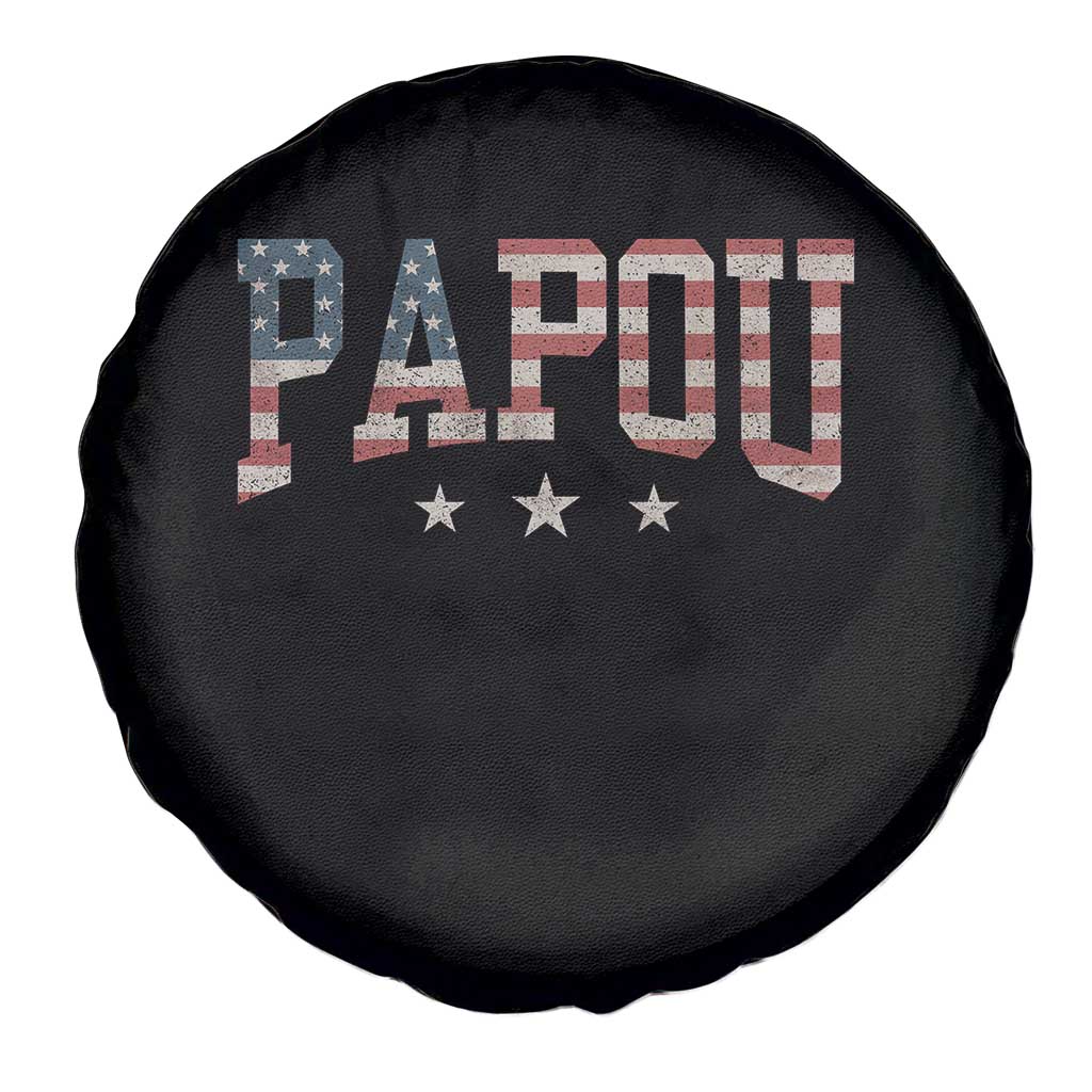 Papou Spare Tire Cover New Grandpa Fathers Day USA Flag Patriotic TS10 Print Your Wear