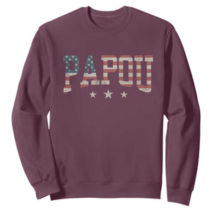 Papou Sweatshirt New Grandpa Fathers Day USA Flag Patriotic TS10 Maroon Print Your Wear