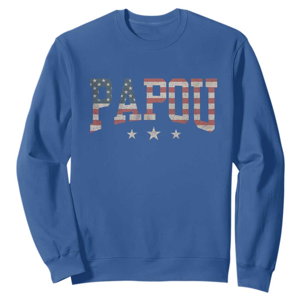 Papou Sweatshirt New Grandpa Fathers Day USA Flag Patriotic TS10 Royal Blue Print Your Wear